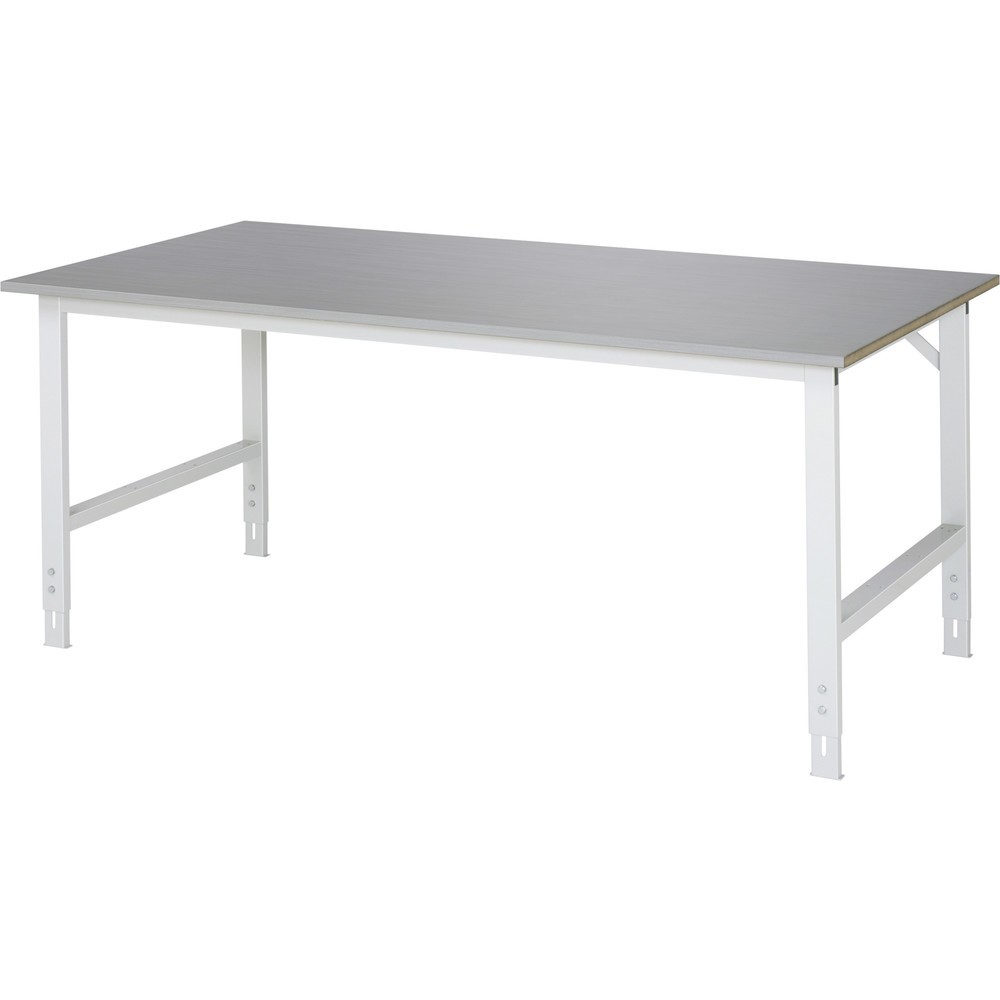 Imagen del producto: Mesa de trabajo RAU ajustable en altura, serie TOM, H x A x F 760-1.080 x 2.000 x 1.000 mm, tablero de trabajo con revestimiento acero inoxidable