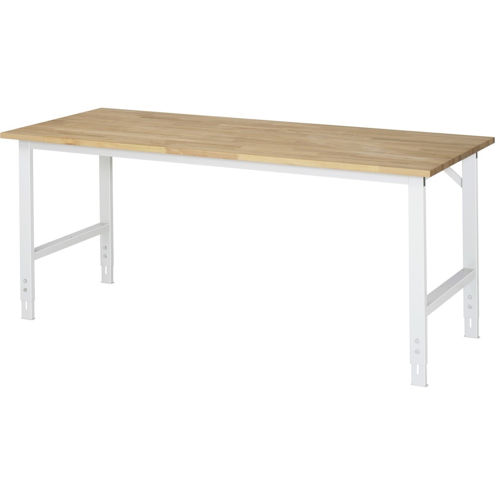 Imagen del producto: Mesa de trabajo RAU ajustable en altura, serie TOM, H x A x F 760-1.080 x 2.000 x 800 mm, tablero de trabajo de haya maciza