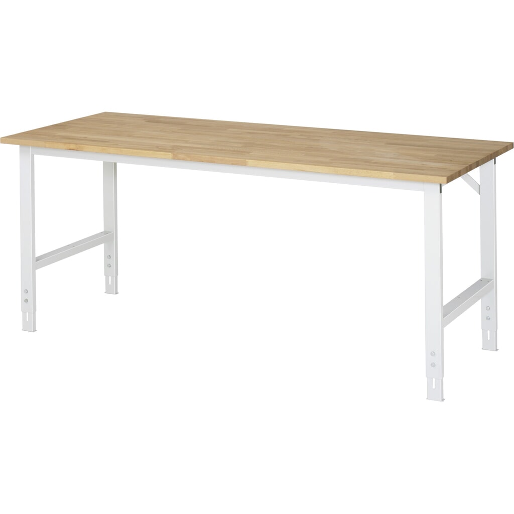 Imagen del producto: Mesa de trabajo RAU ajustable en altura, serie TOM, H x A x F 760-1.080 x 2.000 x 800 mm, tablero de trabajo de haya maciza