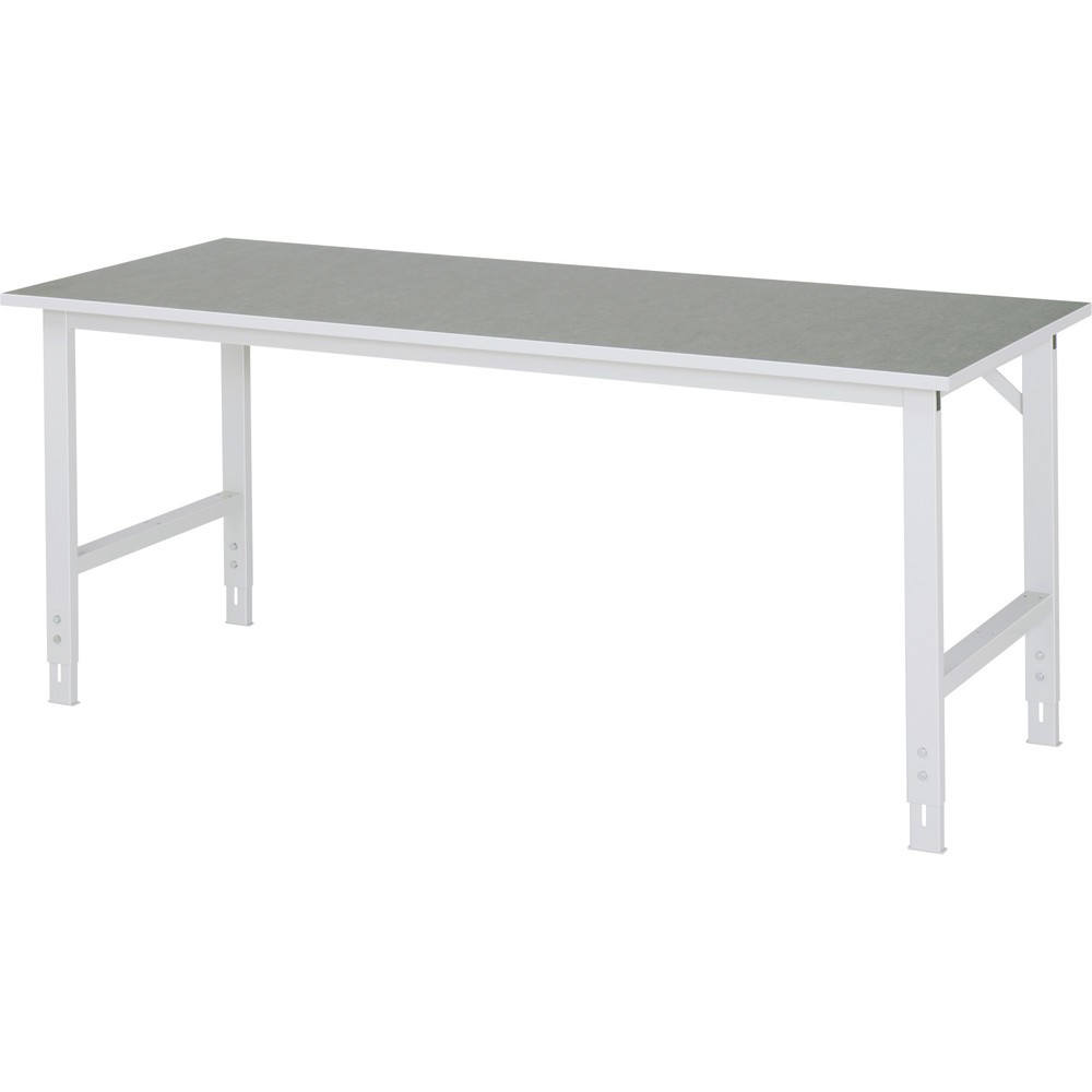 Imagen del producto: Mesa de trabajo RAU ajustable en altura, serie TOM, H x A x F 760-1.080 x 2.000 x 800 mm, tablero de trabajo con revestimiento de linóleo universal