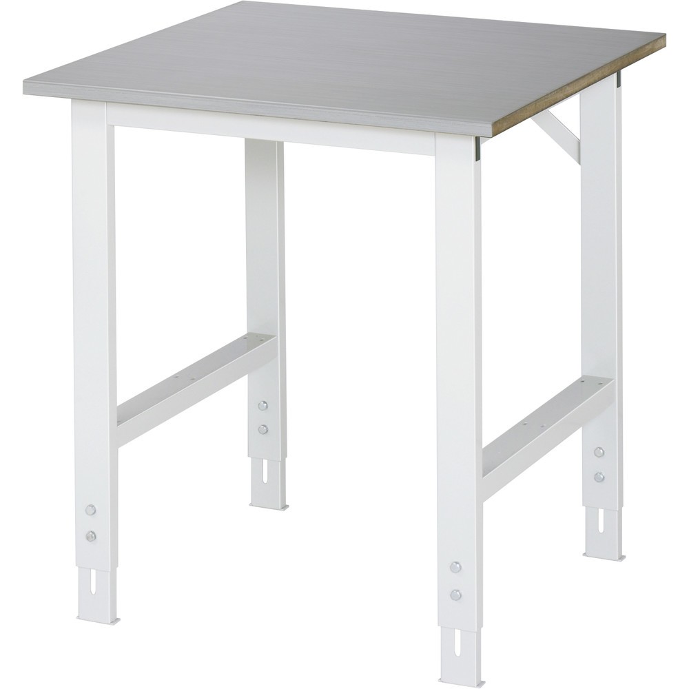 Imagen del producto: Mesa de trabajo RAU ajustable en altura, serie TOM, H x A x F 760-1.080 x 750 x 800 mm, tablero de trabajo con revestimiento acero inoxidable