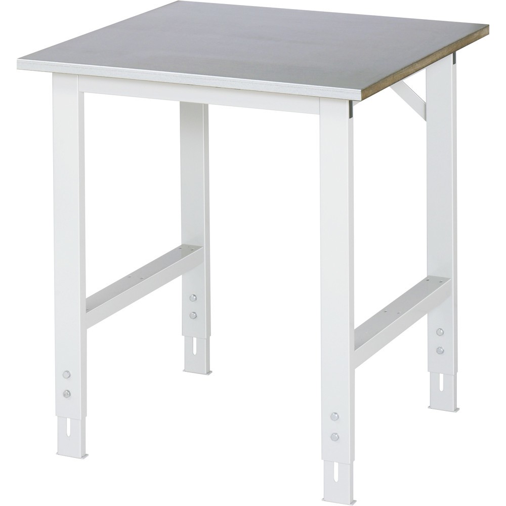 Imagen del producto: Mesa de trabajo RAU ajustable en altura, serie TOM, H x A x F 760-1.080 x 750 x 800 mm, tablero de trabajo con revestimiento de chapa de acero