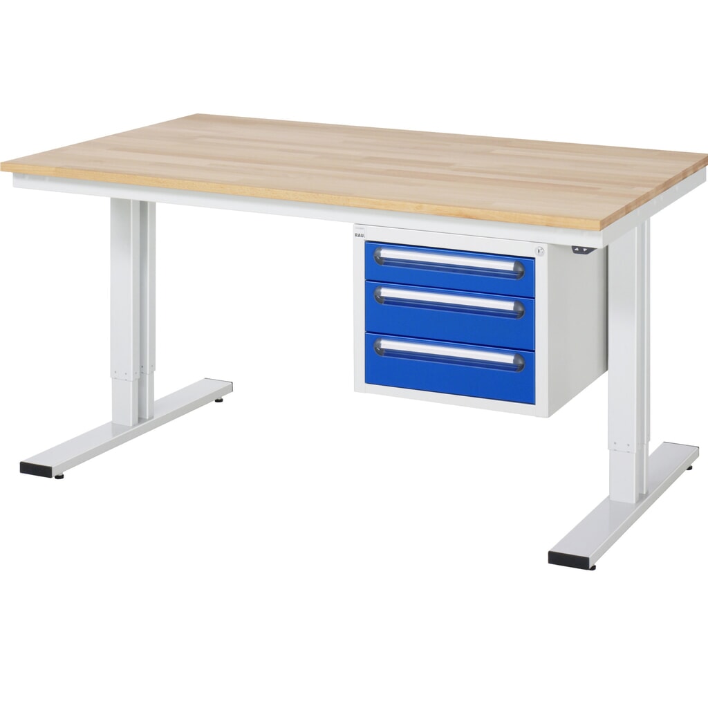 Número de imagen del producto 10: Banco de trabajo RAU con ajuste de altura eléctrico, serie adlatus 300, H x A x F 720-1.120 x 1.250 x 800 mm, tablero de trabajo de haya maciza