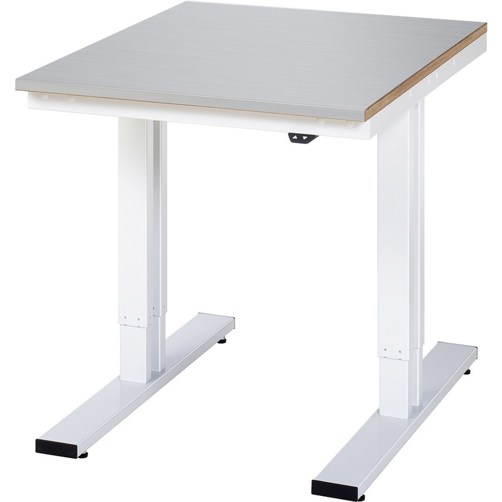 Imagen del producto: Banco de trabajo RAU con ajuste de altura eléctrico, serie adlatus 300, H x A x F 720-1.120 x 750 x 1.000 mm, tablero de trabajo con revestimiento de acero inoxidable