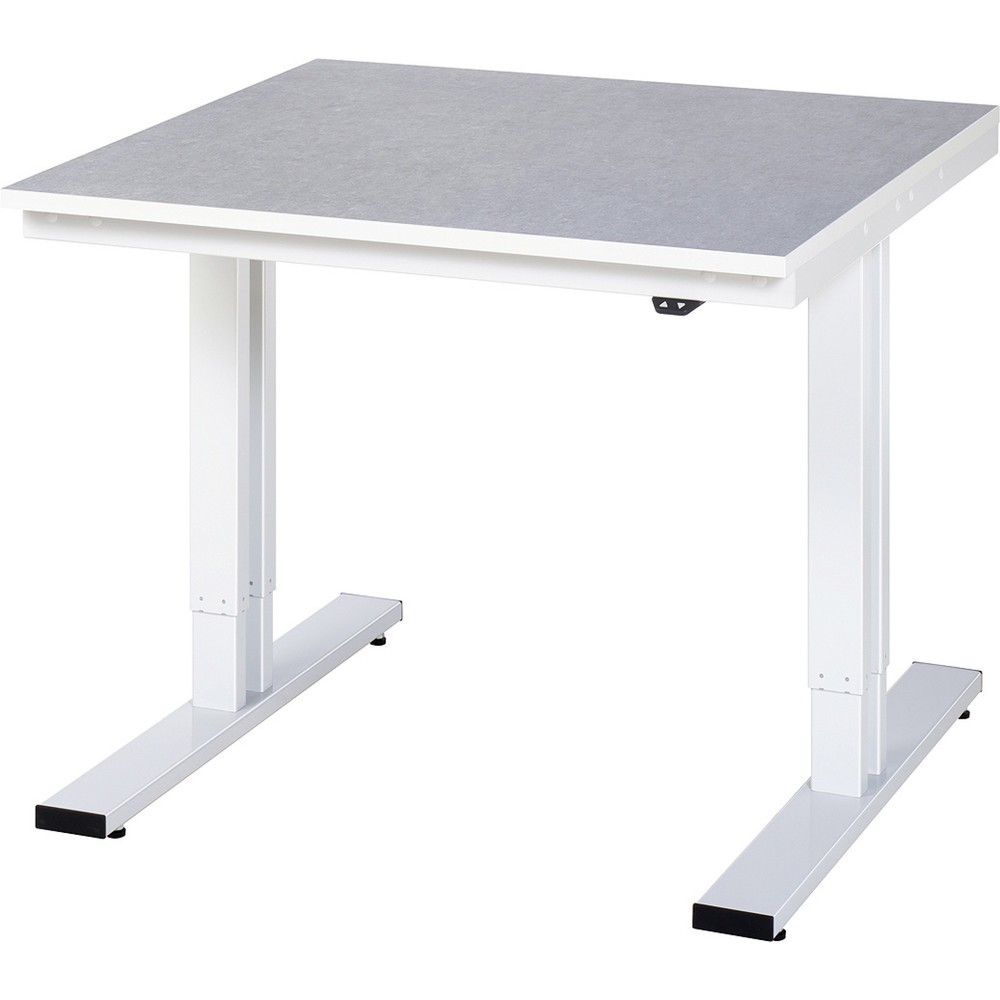 Imagen del producto: Banco de trabajo RAU con ajuste de altura eléctrico, serie adlatus 300, H x A x F 720-1.120 x 1.000 x 1.000 mm, tablero de trabajo con revestimiento de linóleo universal