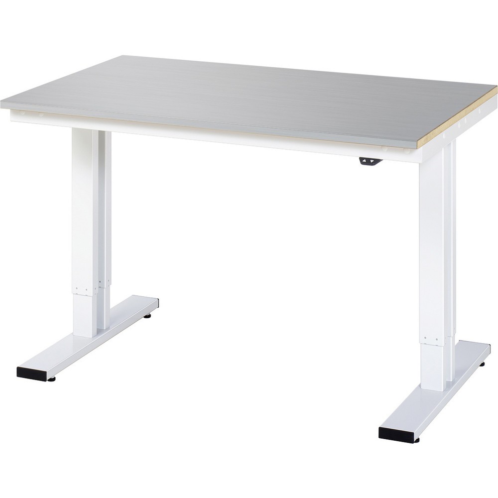 Imagen del producto: Banco de trabajo RAU con ajuste de altura eléctrico, serie adlatus 300, H x A x F 720-1.120 x 1.250 x 800 mm, tablero con revestimiento de acero inoxidable