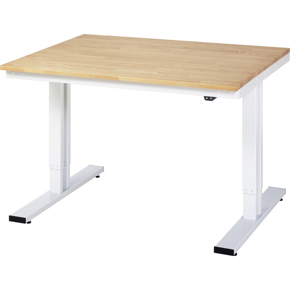 Imagen del producto: Banco de trabajo RAU con ajuste de altura eléctrico, serie adlatus 300, H x A x F 720-1.120 x 1.250 x 1.000 mm, tablero de trabajo de haya maciza