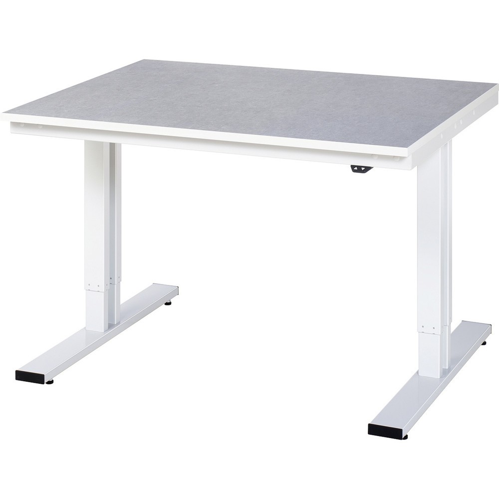 Imagen del producto: Banco de trabajo RAU con ajuste de altura eléctrico, serie adlatus 300, H x A x F 720-1.120 x 1.250 x 1.000 mm, tablero de trabajo con revestimiento de linóleo universal