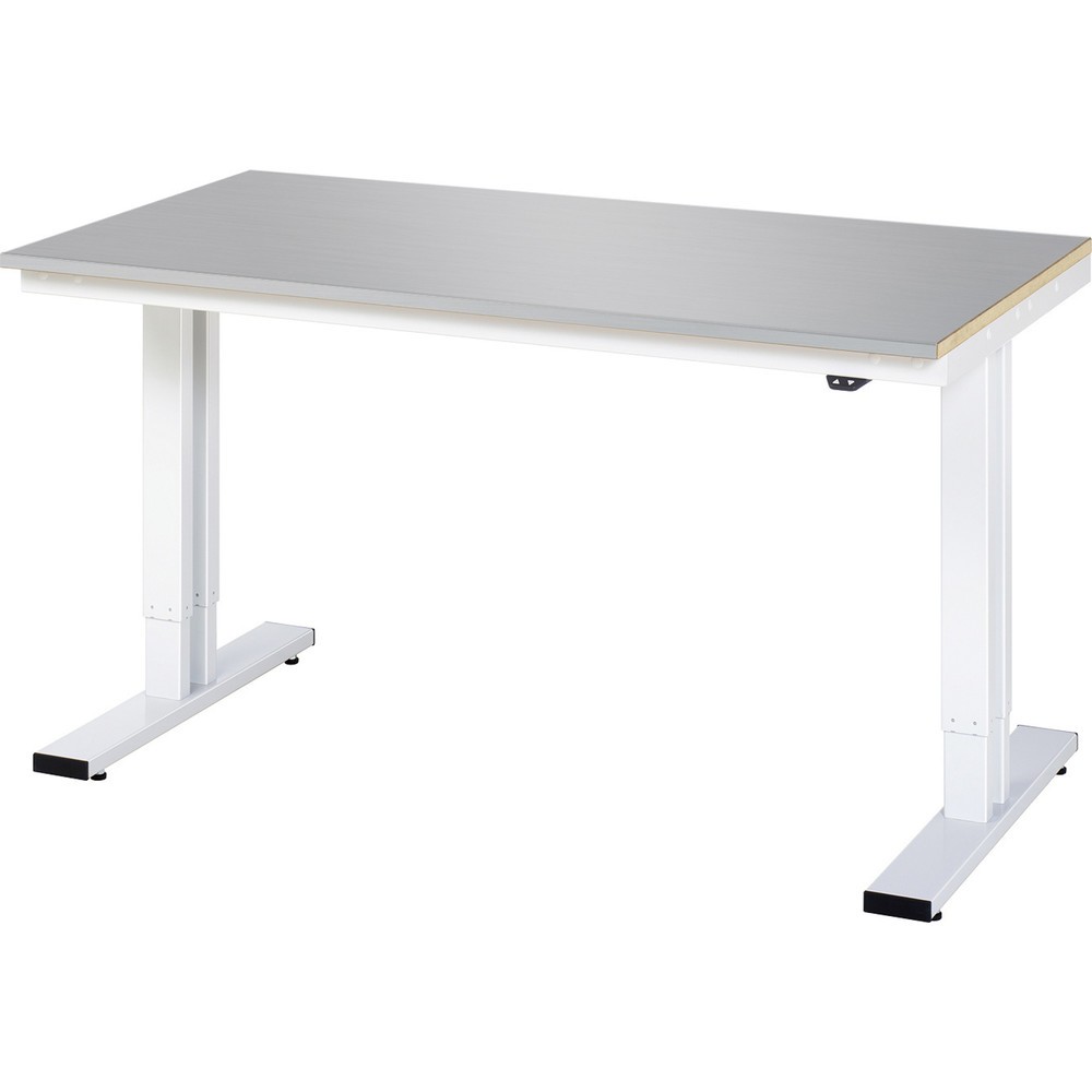 Imagen del producto: Banco de trabajo RAU con ajuste de altura eléctrico, serie adlatus 300, H x A x F 720-1.120 x 1.500 x 800 mm, tablero de trabajo con revestimiento de acero inoxidable