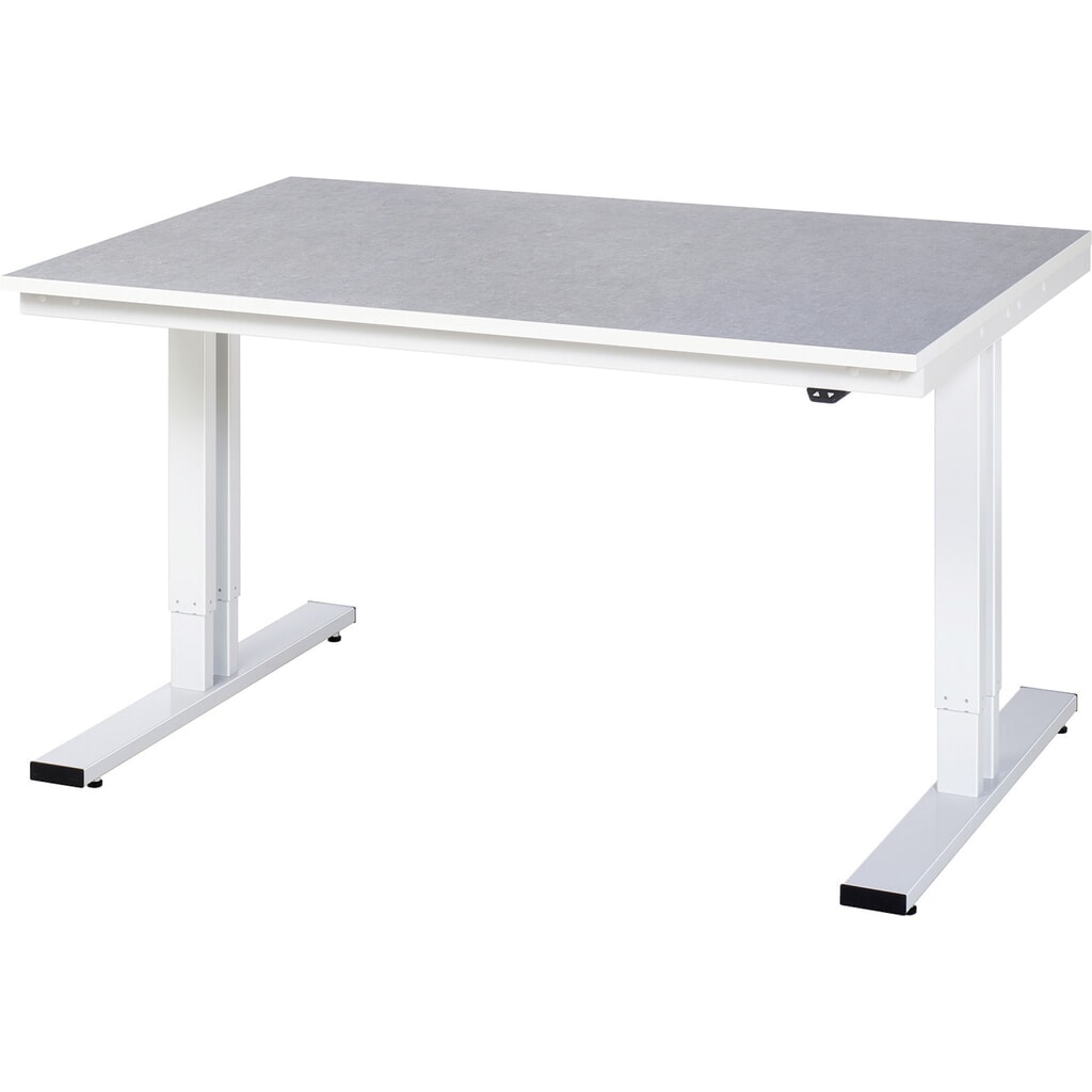 Banco de trabajo RAU con ajuste de altura eléctrico, serie adlatus 300, H x A x F 720-1.120 x 1.500 x 1.000 mm, tablero de trabajo con revestimiento de linóleo universal Imagen del producto: Banco de trabajo RAU con ajuste de altura eléctrico, serie adlatus 300, H x A x F 720-1.120 x 1.500 x 1.000 mm, tablero de trabajo con revestimiento de linóleo universal