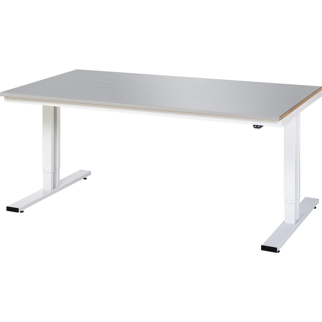 Imagen del producto: Banco de trabajo RAU con ajuste de altura eléctrico, serie adlatus 300, H x A x F 720-1.120 x 2.000 x 1.000 mm, tablero de trabajo con revestimiento de acero inoxidable