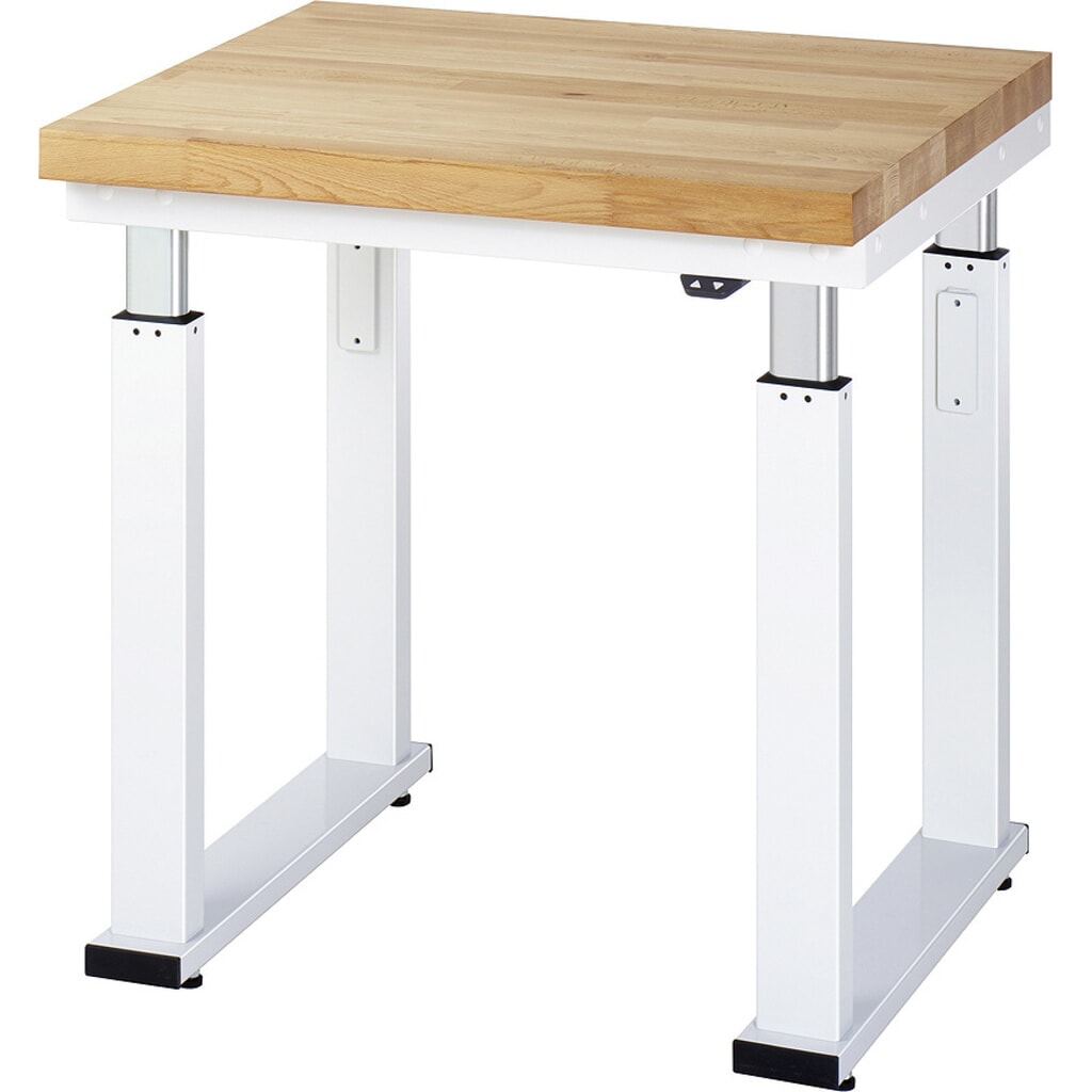 Banco de trabajo RAU con ajuste de altura eléctrico, serie adlatus 600, H x A x F 740-1.140 x 750 x 700 mm, tablero de trabajo de haya maciza Imagen del producto: Banco de trabajo RAU con ajuste de altura eléctrico, serie adlatus 600, H x A x F 740-1.140 x 750 x 700 mm, tablero de trabajo de haya maciza