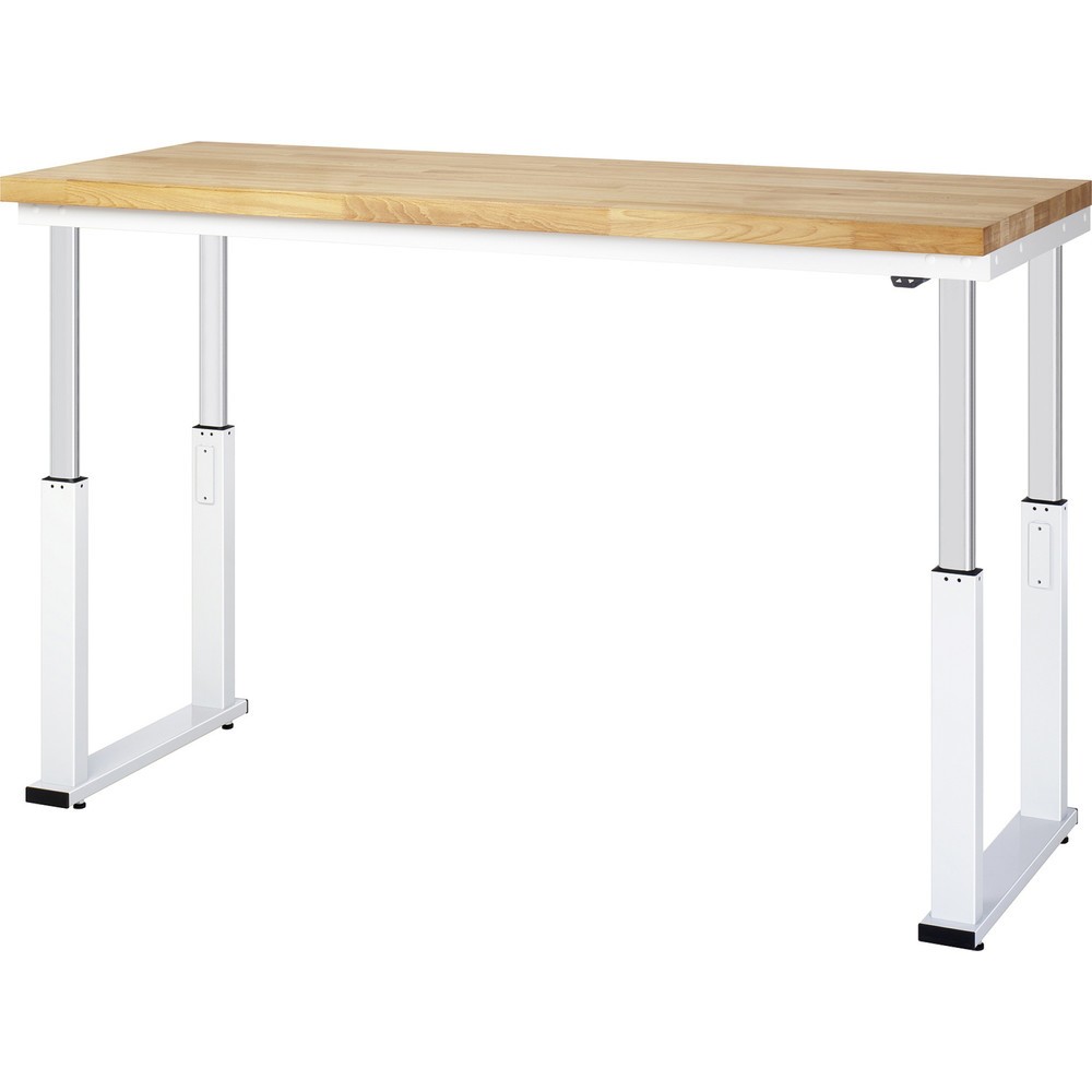 Número de imagen del producto 3: Banco de trabajo RAU con ajuste de altura eléctrico, serie adlatus 600, H x A x F 740-1.140 x 3.000 x 900 mm, tablero de trabajo de haya maciza