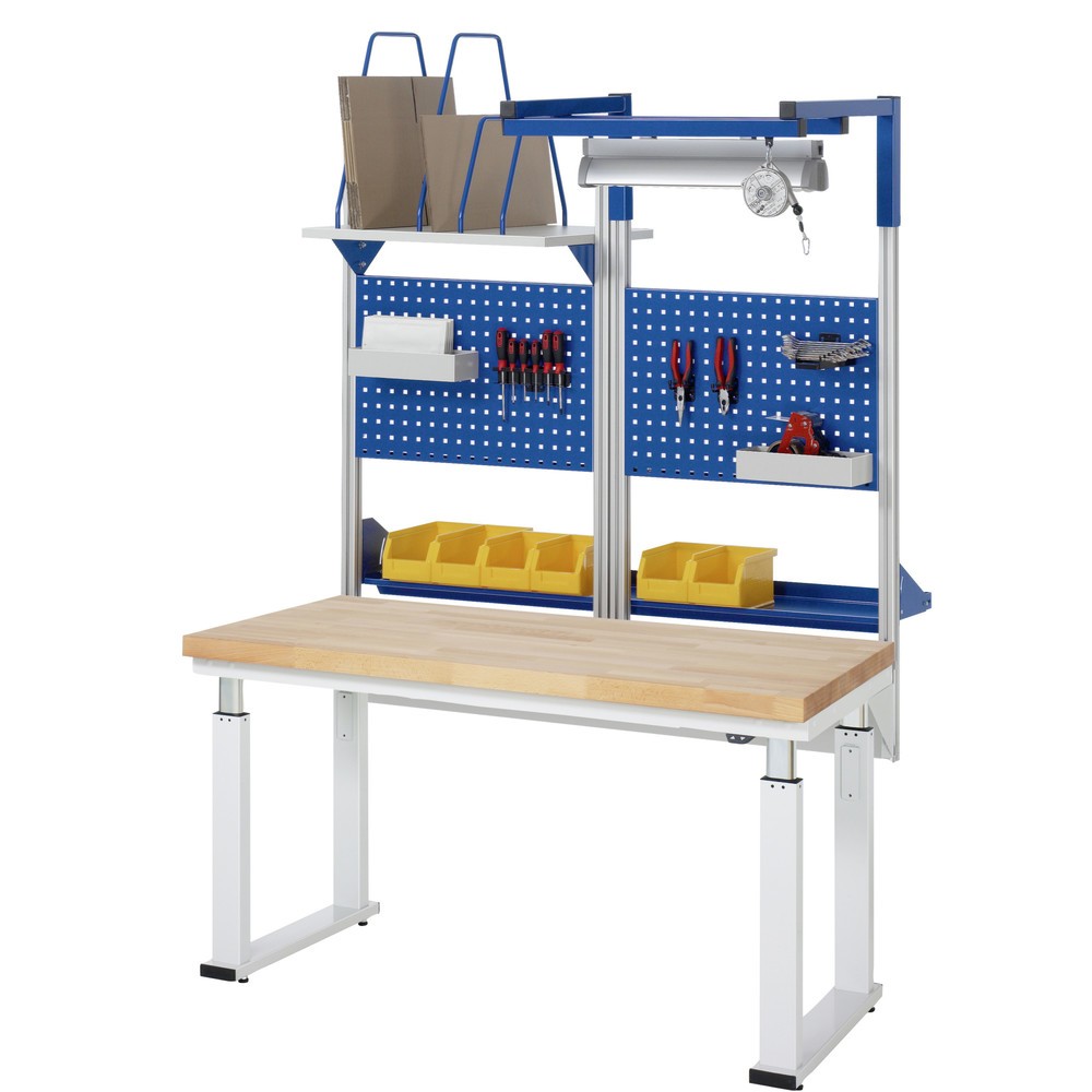 Número de imagen del producto 5: Banco de trabajo RAU con ajuste de altura eléctrico, serie adlatus 600, H x A x F 740-1.140 x 3.000 x 900 mm, tablero de trabajo de haya maciza