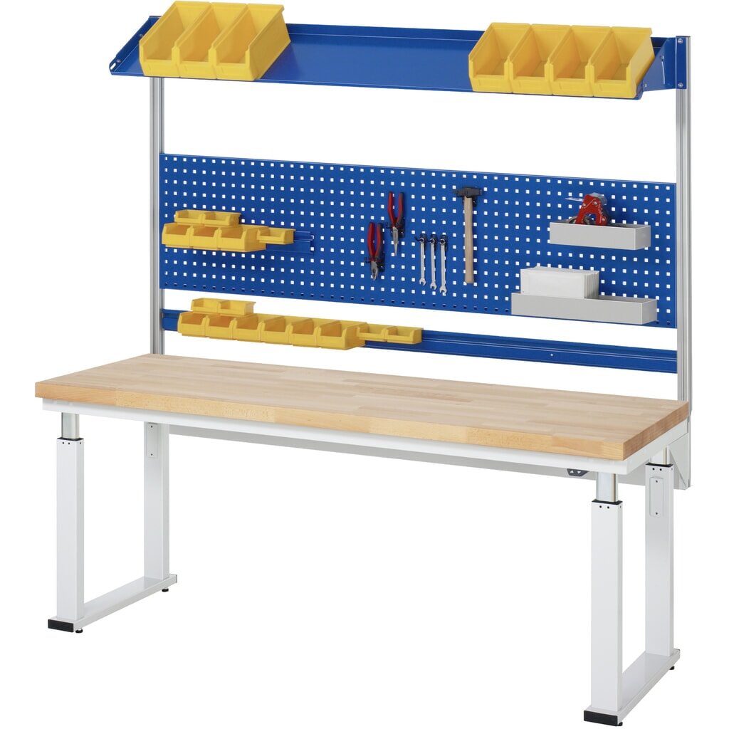 Banco de trabajo RAU con ajuste de altura eléctrico, serie adlatus 600, H x A x F 740-1.140 x 1.500 x 900 mm, tablero de trabajo de haya maciza Número de imagen del producto 9: Banco de trabajo RAU con ajuste de altura eléctrico, serie adlatus 600, H x A x F 740-1.140 x 1.500 x 900 mm, tablero de trabajo de haya maciza