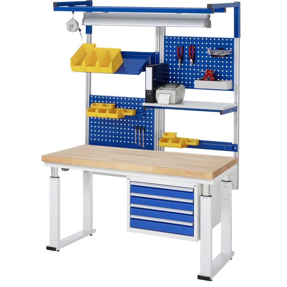 Número de imagen del producto 7: Banco de trabajo RAU con ajuste de altura eléctrico, serie adlatus 600, H x A x F 740-1.140 x 3.000 x 900 mm, tablero de trabajo de haya maciza