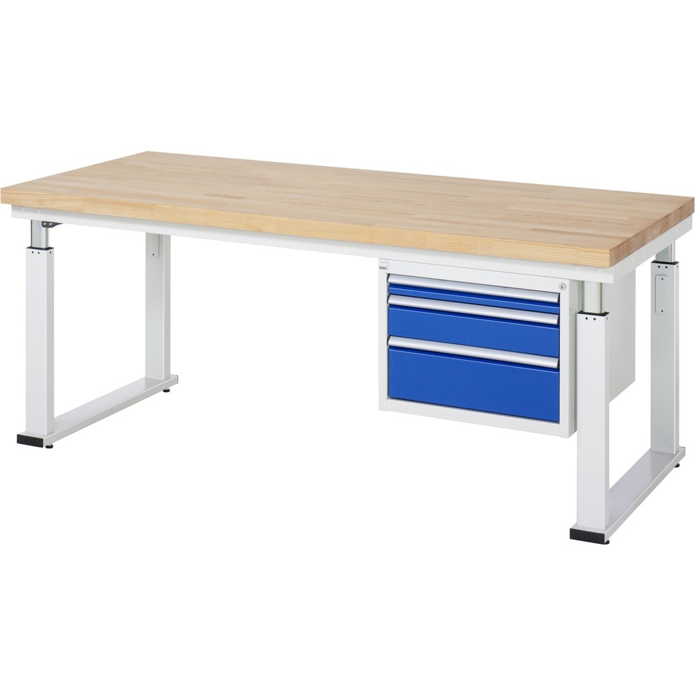 Número de imagen del producto 8: Banco de trabajo RAU con ajuste de altura eléctrico, serie adlatus 600, H x A x F 740-1.140 x 3.000 x 900 mm, tablero de trabajo de haya maciza