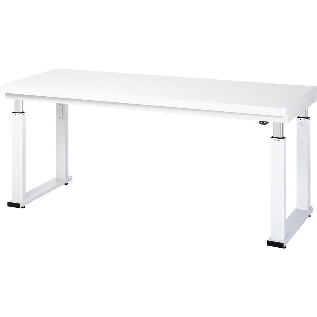 Banco de trabajo RAU con ajuste de altura eléctrico, serie adlatus 600, H x A x F 740-1.140 x 2.000 x 700 mm, tablero de trabajo con revestimiento laminado duro Imagen del producto: Banco de trabajo RAU con ajuste de altura eléctrico, serie adlatus 600, H x A x F 740-1.140 x 2.000 x 700 mm, tablero de trabajo con revestimiento laminado duro