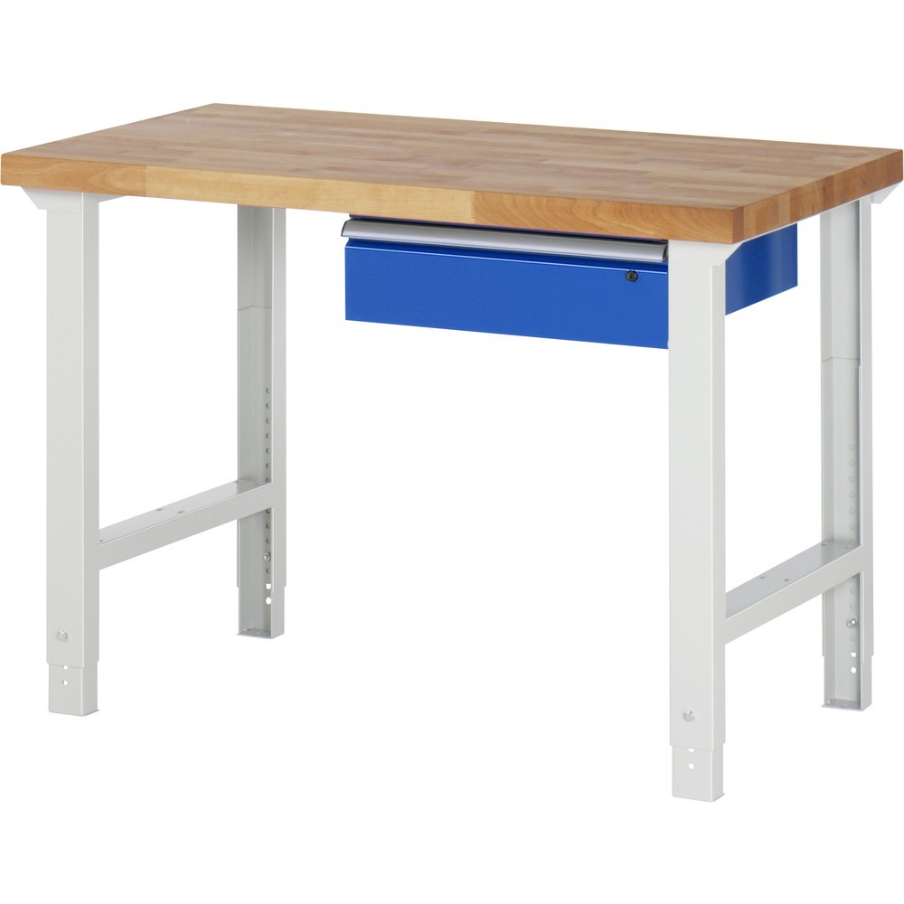 Imagen del producto: Banco de trabajo RAU, serie 7000, H x A x F 790-1.140 x 1.250 x 700 mm, 1 cajón, ErgoScript