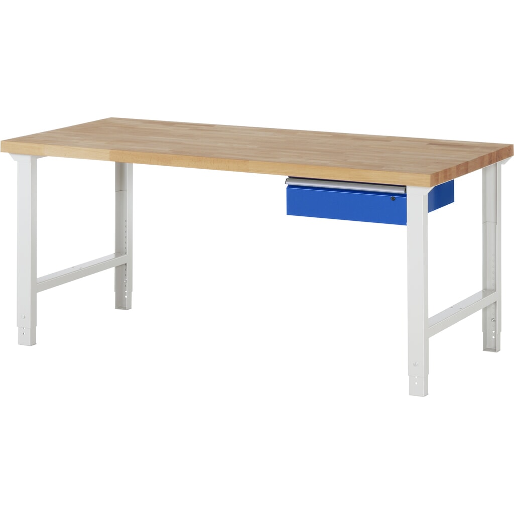 Banco de trabajo RAU, serie 7000, H x A x F 790-1.140 x 2.000 x 900 mm, 1 cajón, ErgoScript Imagen del producto: Banco de trabajo RAU, serie 7000, H x A x F 790-1.140 x 2.000 x 900 mm, 1 cajón, ErgoScript