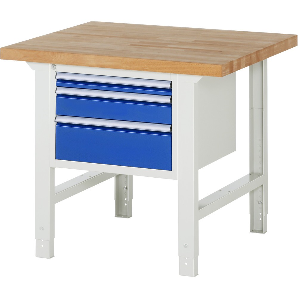 Imagen del producto: Banco de trabajo RAU serie 7000, 1 contenedores, HxAxF 790-1.140 x 1.000 x 900 mm, 3 cajones extraíbles al 90 %, 1 x 60, 1 x 120, 1 x 180 mm
