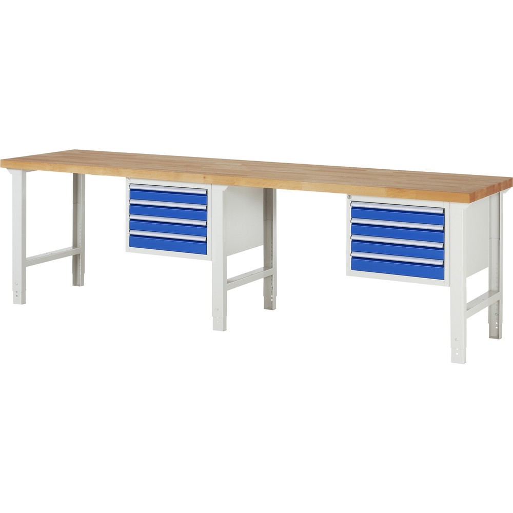 Imagen del producto: Banco de trabajo RAU serie 7000, 2 contenedor, HxAxF 790-1.140 x 3.000 x 700 mm, 8 cajones extraíbles al 90 %, 8 x 90 mm