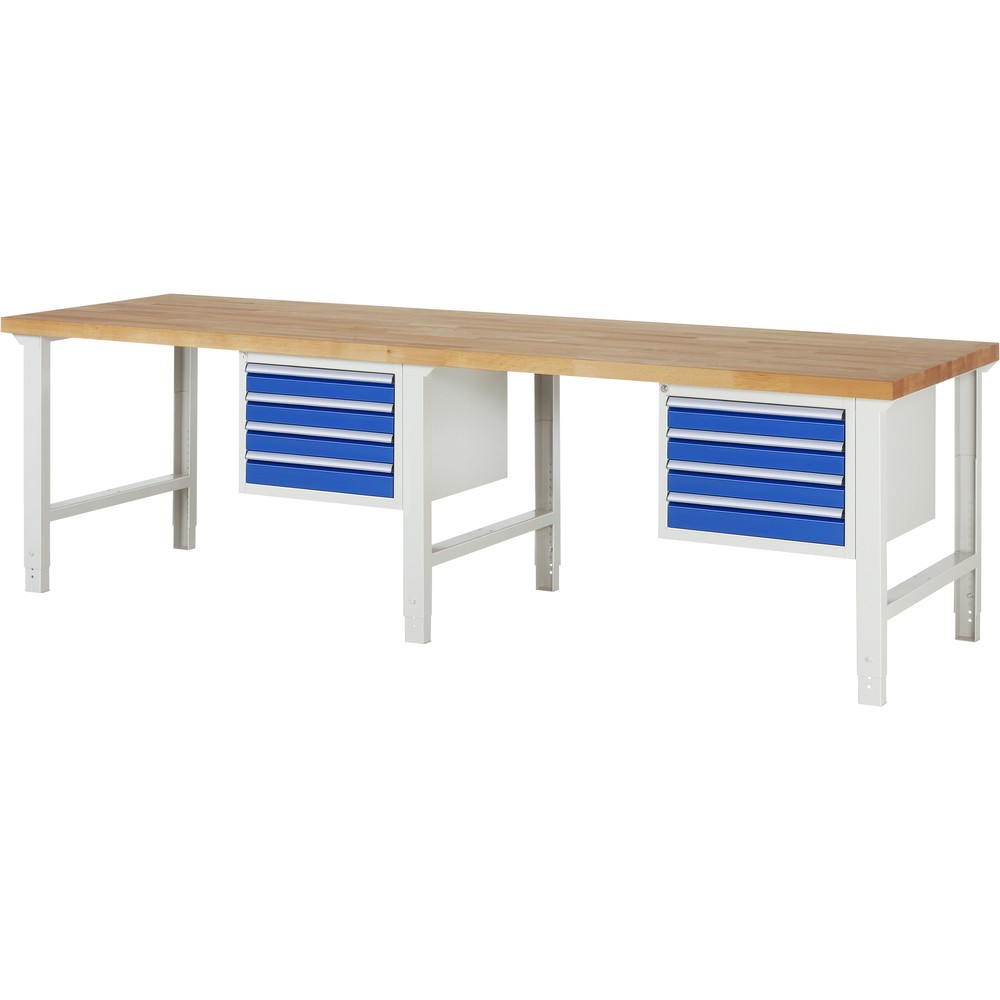Imagen del producto: Banco de trabajo RAU serie 7000, 2 contenedor, HxAxF 790-1.140 x 3.000 x 900 mm, 8 cajones extraíbles al 90 %, 8 x 90 mm