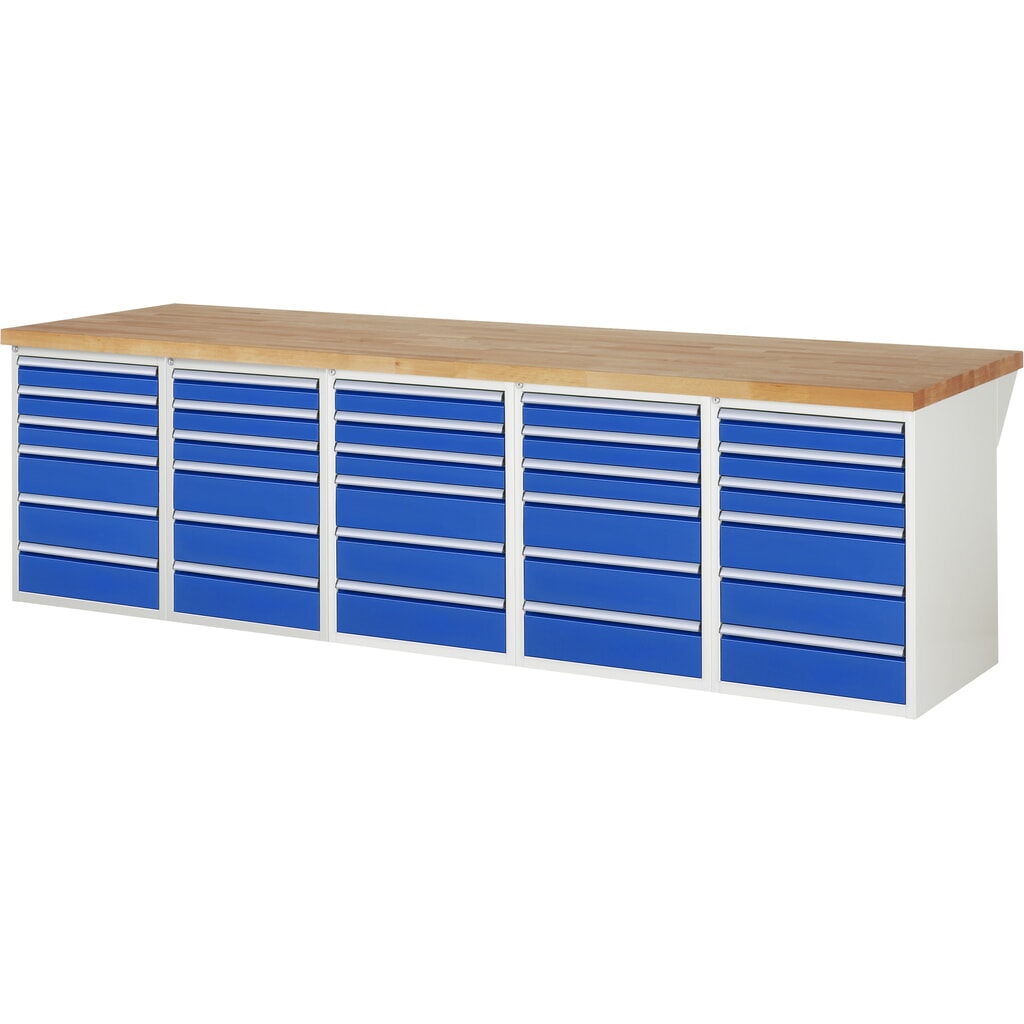 Imagen del producto: Banco de trabajo móvil RAU serie 7000, 5 contenedores, HxAxF 890 x 3.000 x 900 mm, 30 cajones extraíbles al 90 %
