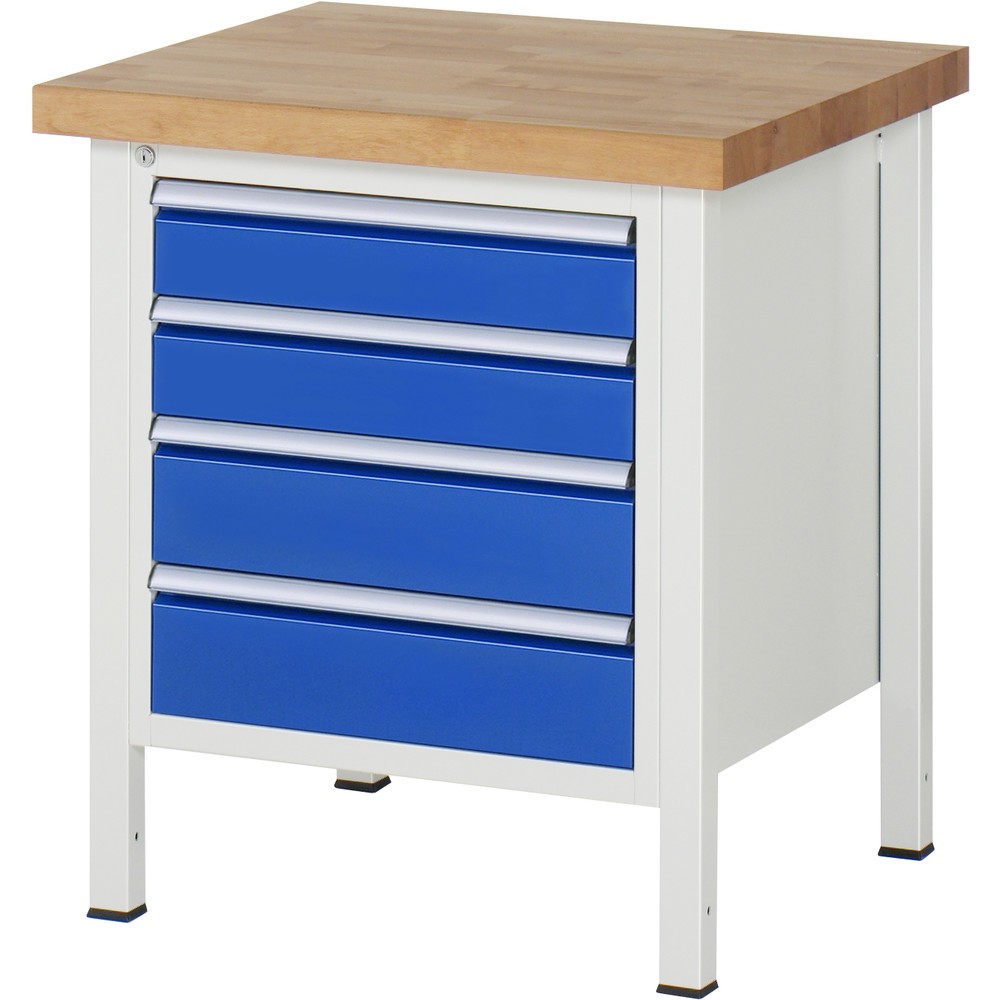 Imagen del producto: Banco de trabajo RAU serie 8000, HxAxF 840-1.040 x 750 x 700 mm, 4 cajones extraíbles al 90%: 2 x 120 mm, 2 x 150 mm, ancho 490 mm