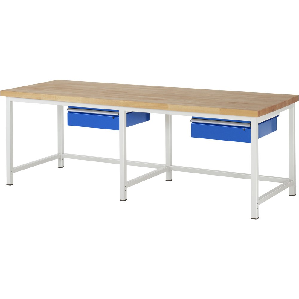 Imagen del producto: Banco de trabajo RAU, serie 8000, H x A x F 840-1.040 x 2.500 x 900 mm, 2 cajones