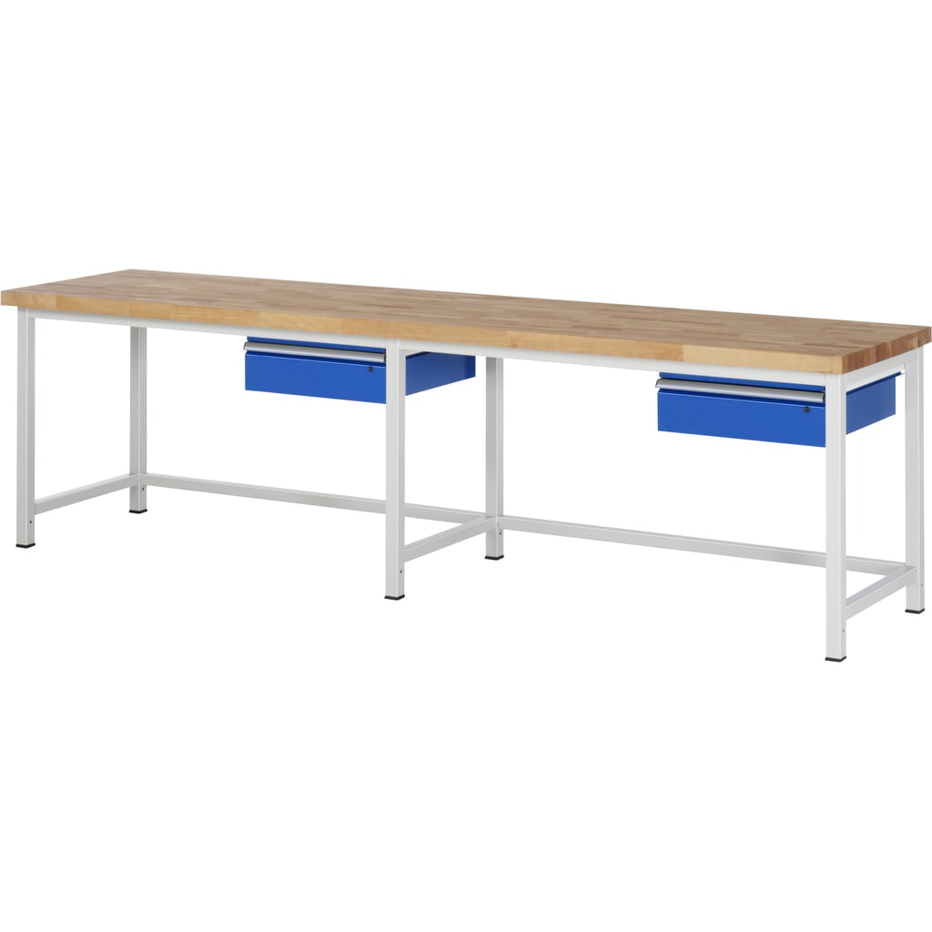 Banco de trabajo RAU, serie 8000, H x A x F 840-1.040 x 3.000 x 700 mm, 2 cajones Imagen del producto: Banco de trabajo RAU, serie 8000, H x A x F 840-1.040 x 3.000 x 700 mm, 2 cajones