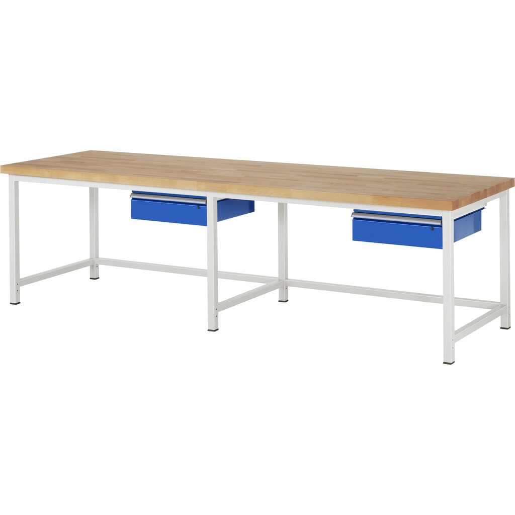 Banco de trabajo RAU, serie 8000, H x A x F 840-1.040 x 3.000 x 900 mm, 2 cajones Imagen del producto: Banco de trabajo RAU, serie 8000, H x A x F 840-1.040 x 3.000 x 900 mm, 2 cajones