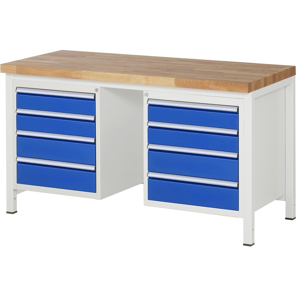 Imagen del producto: Banco de trabajo RAU serie 8000, 2 contenedores, HxAxF 840-1.040 x 1.500 x 700 mm, 8 cajones extraíbles al 90%, 4 x 120, 4 x 150 mm