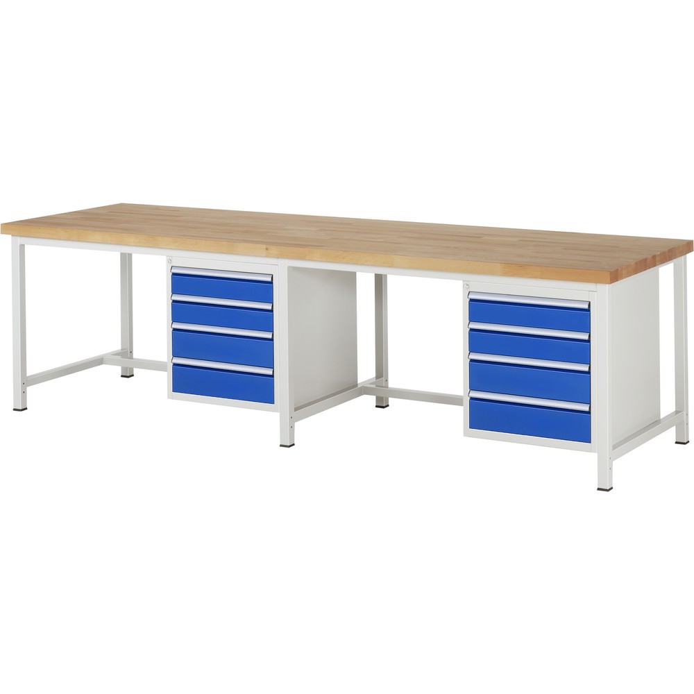 Imagen del producto: Banco de trabajo RAU serie 8000, 2 contenedores, HxAxF 840-1.040 x 3.000 x 900 mm, 8 cajones extraíbles al 90%, 4 x 120, 4 x 150 mm