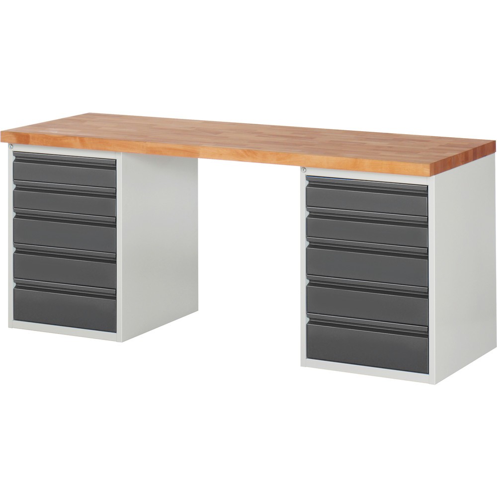 Imagen del producto: Banco de trabajo Steinbock®, con 2 cajones 5, alto H x An x F 840 x 1500 x 700 mm, RAL 7035/7016