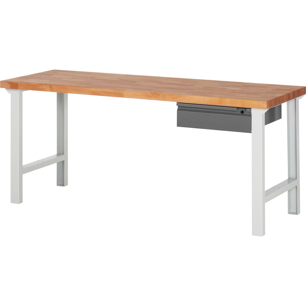 Banco de trabajo Steinbock®, con cajón, alto H x An x F 840 x 2.000 x 700 mm, RAL 7035/7016 Imagen del producto: Banco de trabajo Steinbock®, con cajón, alto H x An x F 840 x 2.000 x 700 mm, RAL 7035/7016