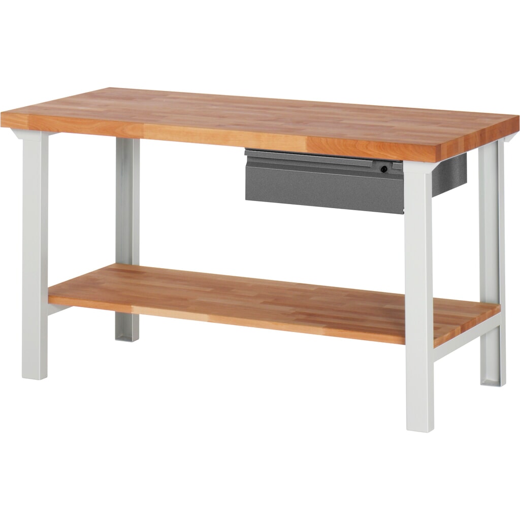 Banco de trabajo Steinbock®, con cajón y estante inferior, alto H x An x F 840 x 1500 x 700 mm, RAL 7035/7016 Imagen del producto: Banco de trabajo Steinbock®, con cajón y estante inferior, alto H x An x F 840 x 1500 x 700 mm, RAL 7035/7016