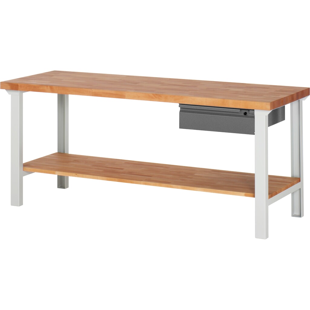 Banco de trabajo Steinbock®, con cajón y estante inferior, 840 x 2.000 x 700 mm, RAL 7035/7016 Imagen del producto: Banco de trabajo Steinbock®, con cajón y estante inferior, 840 x 2.000 x 700 mm, RAL 7035/7016