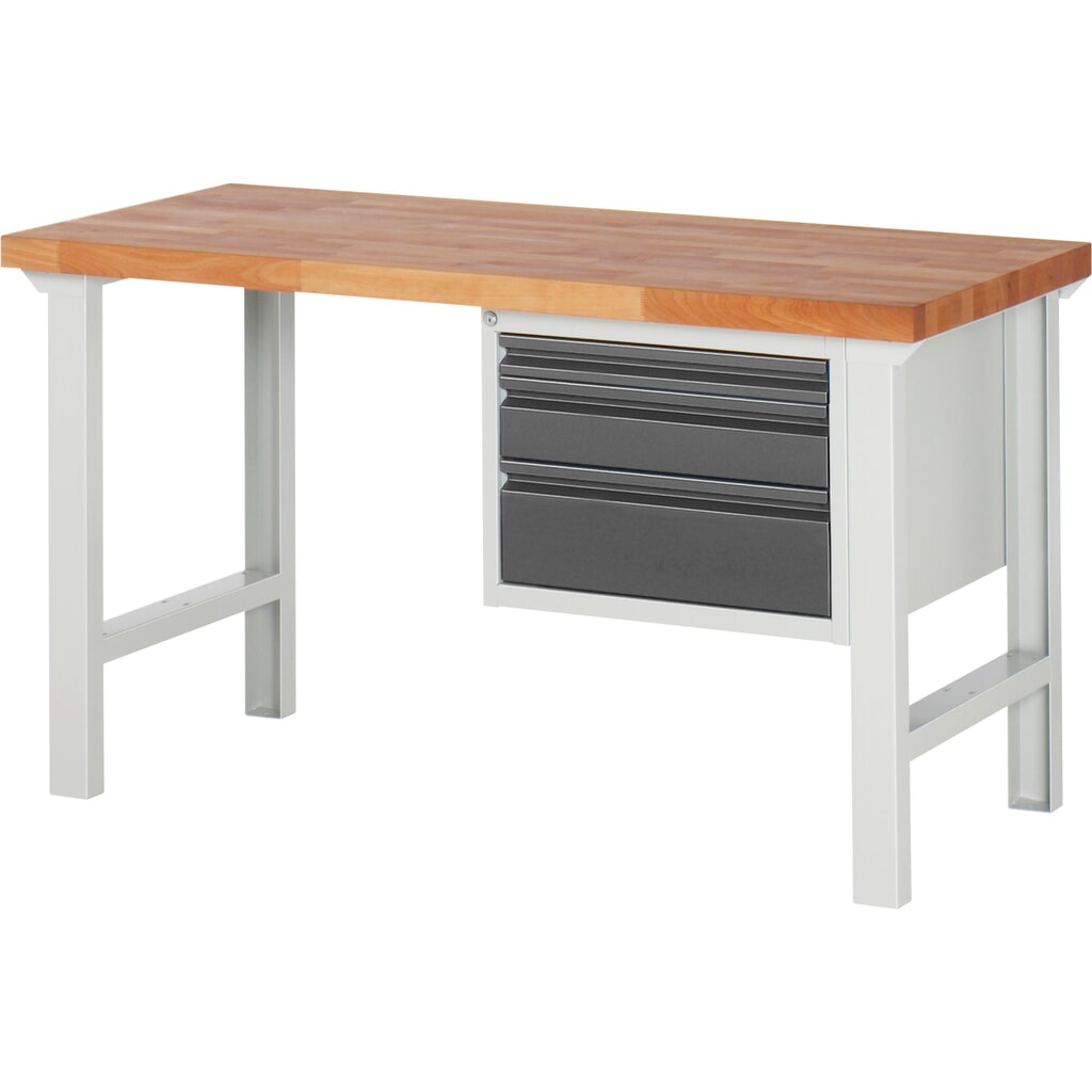 Banco de trabajo Steinbock®, con 3 cajones, alto H x An x F 840 x 1500 x 700 mm, RAL 7035/7016 Imagen del producto: Banco de trabajo Steinbock®, con 3 cajones, alto H x An x F 840 x 1500 x 700 mm, RAL 7035/7016