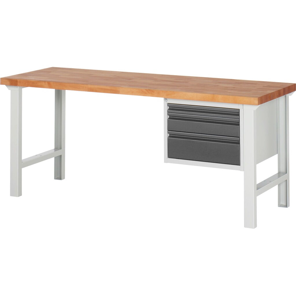 Banco de trabajo Steinbock®, con 3 cajones, alto H x An x F 840 x 2.000 x 700 mm, RAL 7035/7016 Imagen del producto: Banco de trabajo Steinbock®, con 3 cajones, alto H x An x F 840 x 2.000 x 700 mm, RAL 7035/7016