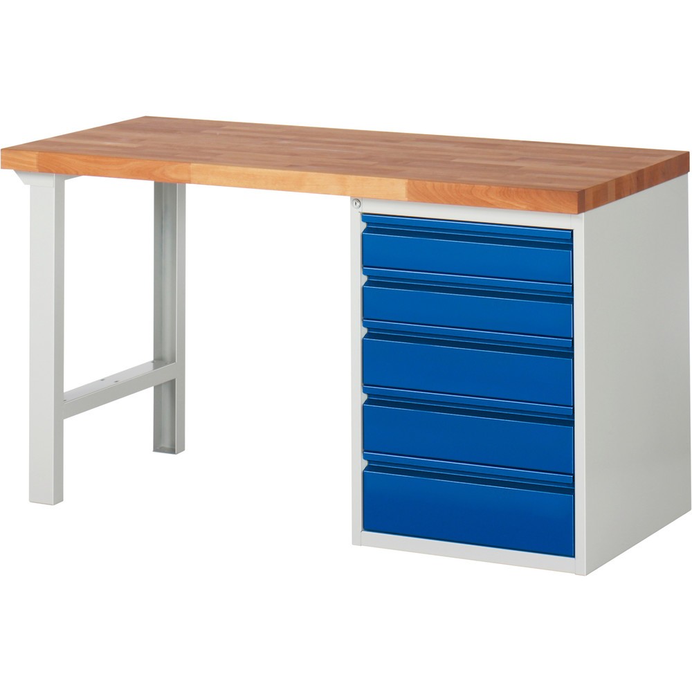 Imagen del producto: Banco de trabajo Steinbock®, con 5 cajones, alto H x An x F 840 x 1500 x 700 mm, RAL 7035/5010