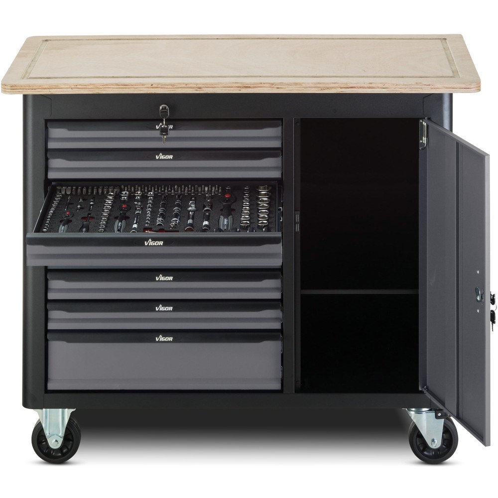 Número de imagen del producto 2: Workbench VIGOR® 1000, vacío, 8 cajones+1 armario