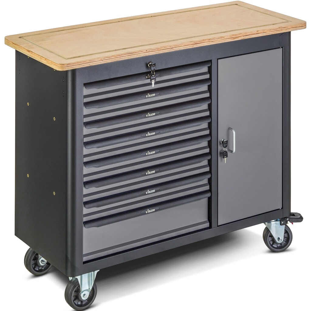 Workbench VIGOR® 1000, vacío, 8 cajones+1 armario Imagen del producto: Workbench VIGOR® 1000, vacío, 8 cajones+1 armario