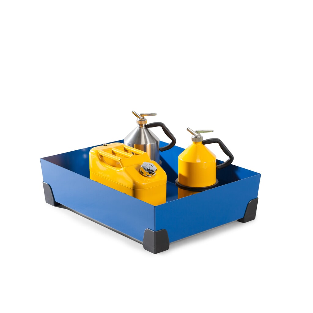 Imagen del producto: Bandeja contenedor pequeña de acero, altura de construcción 200 mm, capacidad 65 litros, sin rejilla