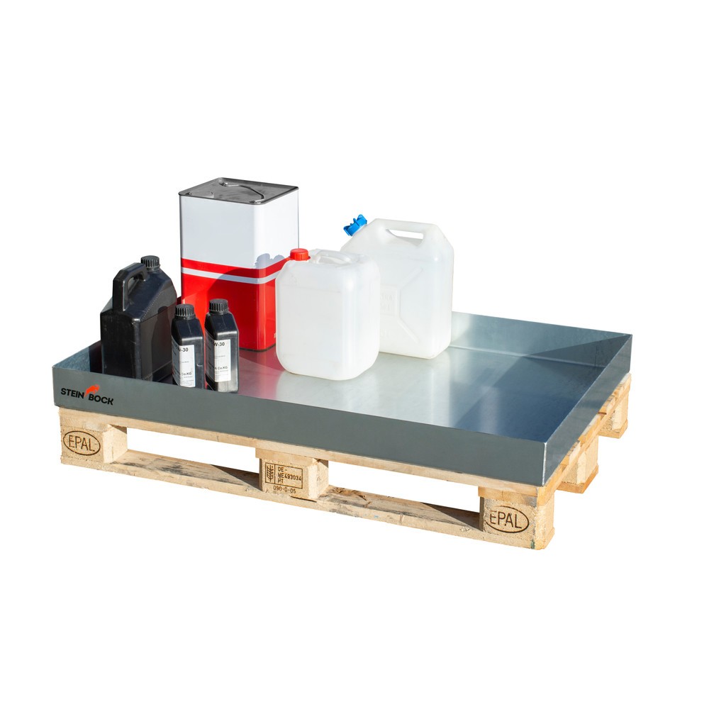 Número de imagen del producto 2: Bandeja de envases pequeños para palets Steinbock® de acero, galvanizado, Al x An x F: 120 x 600 x 1.200 mm, capacidad de 68 litros