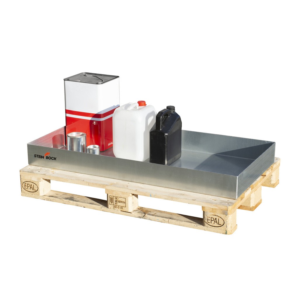 Número de imagen del producto 2: Bandeja de envases pequeños para palets Steinbock® de acero, galvanizado, Al x An x F: 100 x 800 x 1.200 mm, capacidad de 73 litros
