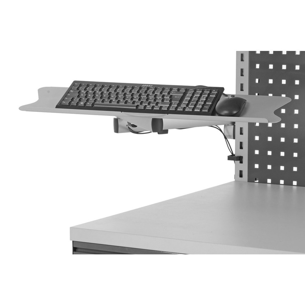 Número de imagen del producto 2: Bandeja para teclado y ratón con brazo articulado para sistema de mesa de embalaje, alto H x An x F 200 x 100 x 455 mm