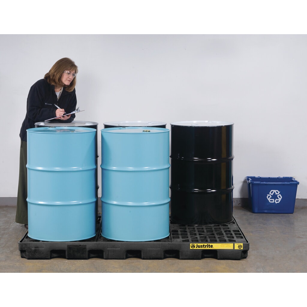 Número de imagen del producto 2: Justrite® cubeta de retención plano de PE, 6 x 200 l, capacidad 276 l, negro