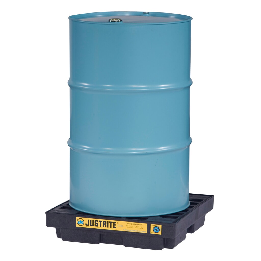 Justrite® cubeta de retención plano de PE, 1 x 200 l, capacidad 45 l, negro Imagen del producto: Justrite® cubeta de retención plano de PE, 1 x 200 l, capacidad 45 l, negro