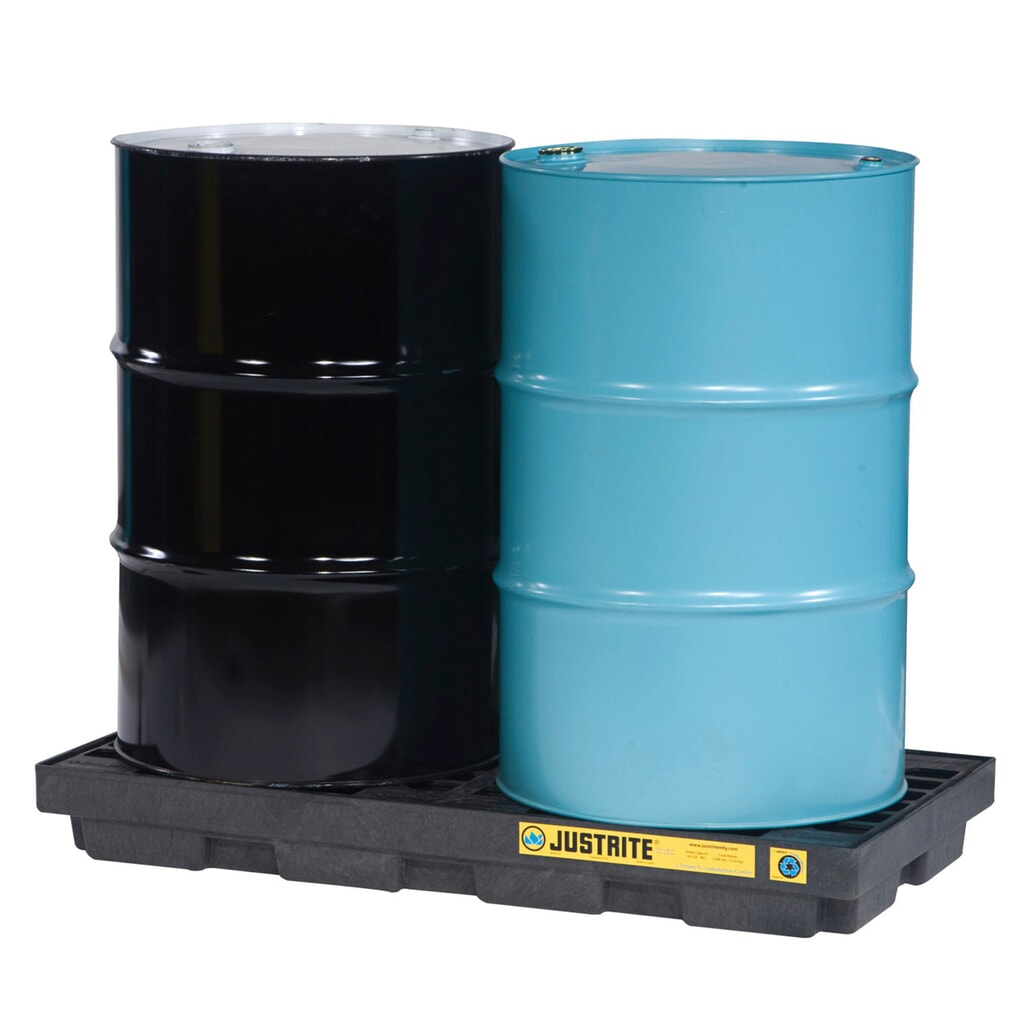 Justrite® cubeta de retención plano de PE, 2 x 200 l, capacidad 90 l, negro Imagen del producto: Justrite® cubeta de retención plano de PE, 2 x 200 l, capacidad 90 l, negro